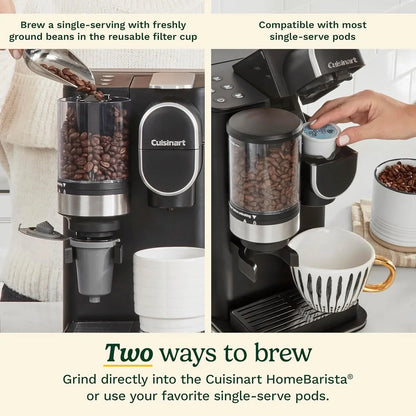 Cuisinart Single-Serve Coffee Maker + Coffee Grinder with 8, 10, and 12 oz. Serving Size, Compatible with Single-Cup Pods, 48-Ounce Removable Reservoir, Stainless Steel, DGB-2SS