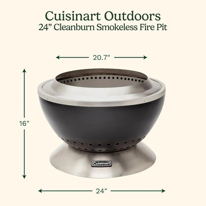Cuisinart Outdoor Fire Pit, Cleanburn Smokeless System, Wood Burning, 24"