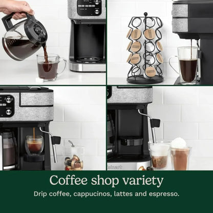 Cuisinart Coffeemaker, Coffee Center Barista Bar 4-In-1 Coffee Machine, Single-Serve Coffee, Espresso & Nespresso Capsule Compatible, 12-Cup Carafe, Silver Crystal, SS-4N1SC