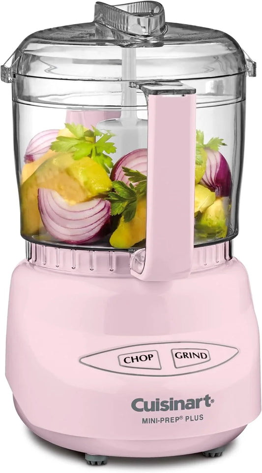 Cuisinart Mini-Prep Plus Food Processor, 3-cup Mini Food Processor to Chop Herbs, Vegetables, and Hard Cheese, 3-cup Work Bowl, Reversible Stainless Steel Blade, DLC-2APK, Pink