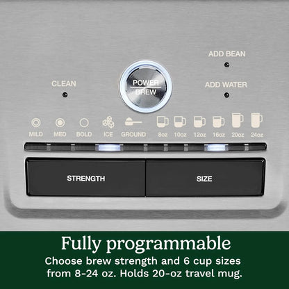Cuisinart Coffee Maker, Grind and Brew Single Serve Coffee Maker, 6 Cup Sizes, Built-in Stainless Steel Burr Mill, Adjustable Strength, Grind Control and Over Ice Feature, Easy Cleaning, DGB-30