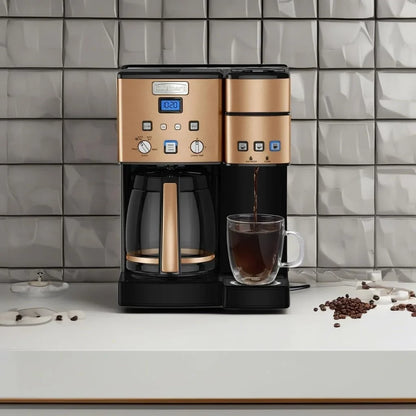 Cuisinart Single Serve + 12 Cup Coffee Maker, Offers 3-Sizes: 6-Ounces, 8-Ounces and 10-Ounces, Stainless Steel, SS-15CP, Copper