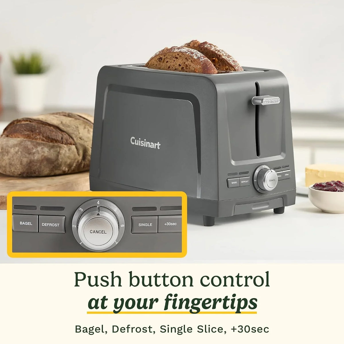 Cuisinart Core Collection 2-Slice Toaster | Extra-Long Slots for Artisan Bread | Bagel Setting |High-Lift Quickview™ | Single Slice & Defrost Functions | +30sec Toast Boost |Removable Crumb Tray