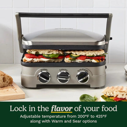 Cuisinart Panini Press and Grill, 1500W 5-in-1 Griddler, Dishwasher-Safe