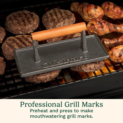 Cuisinart Burger Press with Wooden Handle, Cast Iron, Rectangle
