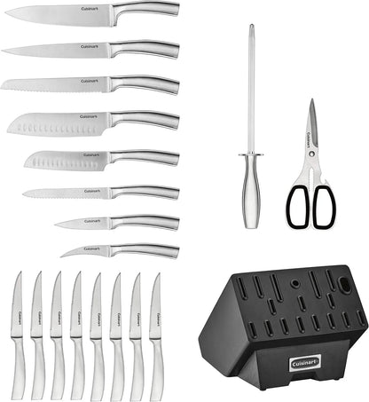 Cuisinart C77SS-19P Normandy 19 Piece Cutlery Block Set, Stainless Steel Ashwood Black