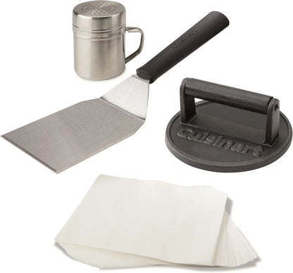 Cuisinart Smash Burger Kit w/Burger Press, Spatula, Shaker & Patty Papers