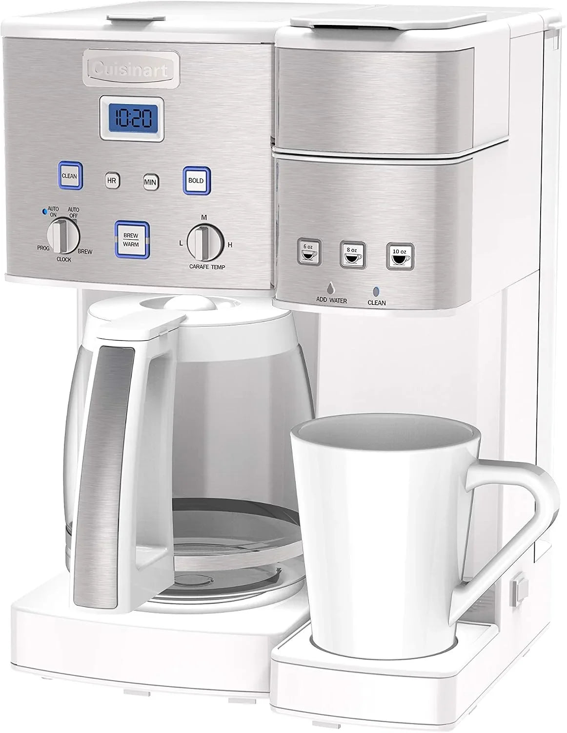 Cuisinart SS-15W Maker Coffee Center 12-Cup Coffeemaker and Single-Serve Brewer, White Stainless Steel