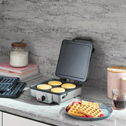 Cuisinart Belgian Waffle Maker, 2-in-1 Nonstick Pancake Plates, 4 Pockets