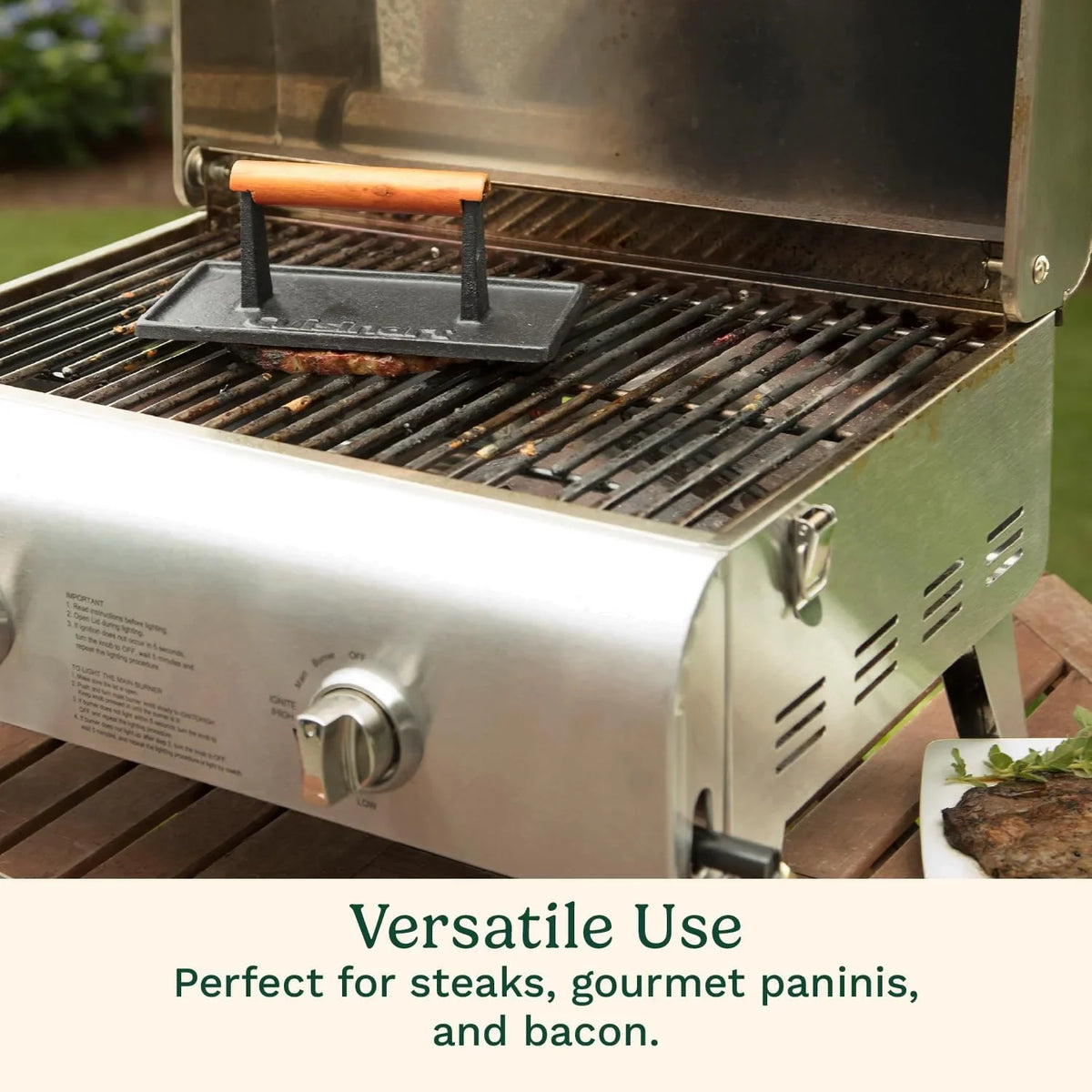Cuisinart Burger Press with Wooden Handle, Cast Iron, Rectangle