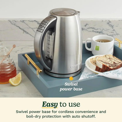 Cuisinart PerfecTemp 1.7-Liter Electric Kettle, Cordless Electric Tea Kettle, 1500W for Fast Heat-Up, 6 Preset Temperatures, 30-Minute Keep Warm, Stay Cool Nonslip Handle, Red Stainless