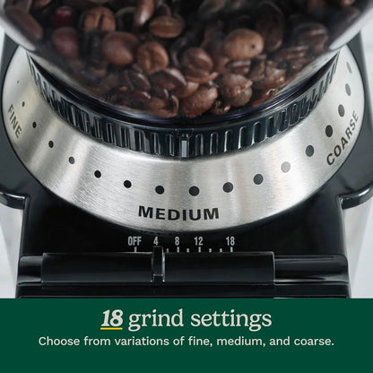Cuisinart Coffee Grinder, Electric One-Touch Automatic Burr Coffee Grinder with 18-Position Grind Selector, Cup Size Selector for 4 – 18 Cups, Cream Stainless Steel