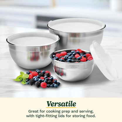 Cuisinart Mixing Bowl Set, Nesting Bowls, Stainless Steel, 3-Piece
