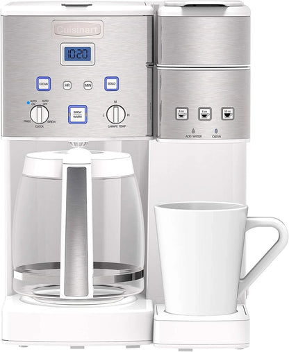 Cuisinart SS-15W Maker Coffee Center 12-Cup Coffeemaker and Single-Serve Brewer, White Stainless Steel