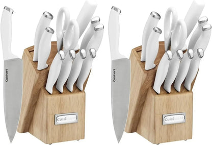 Cuisinart Block Knife Set, 12pc Cutlery Knife Set with Steel Blades for Precise Cutting, Lightweight, Stainless Steel, Durable & Dishwasher Safe, C77SSW-12P (Pack of 2)