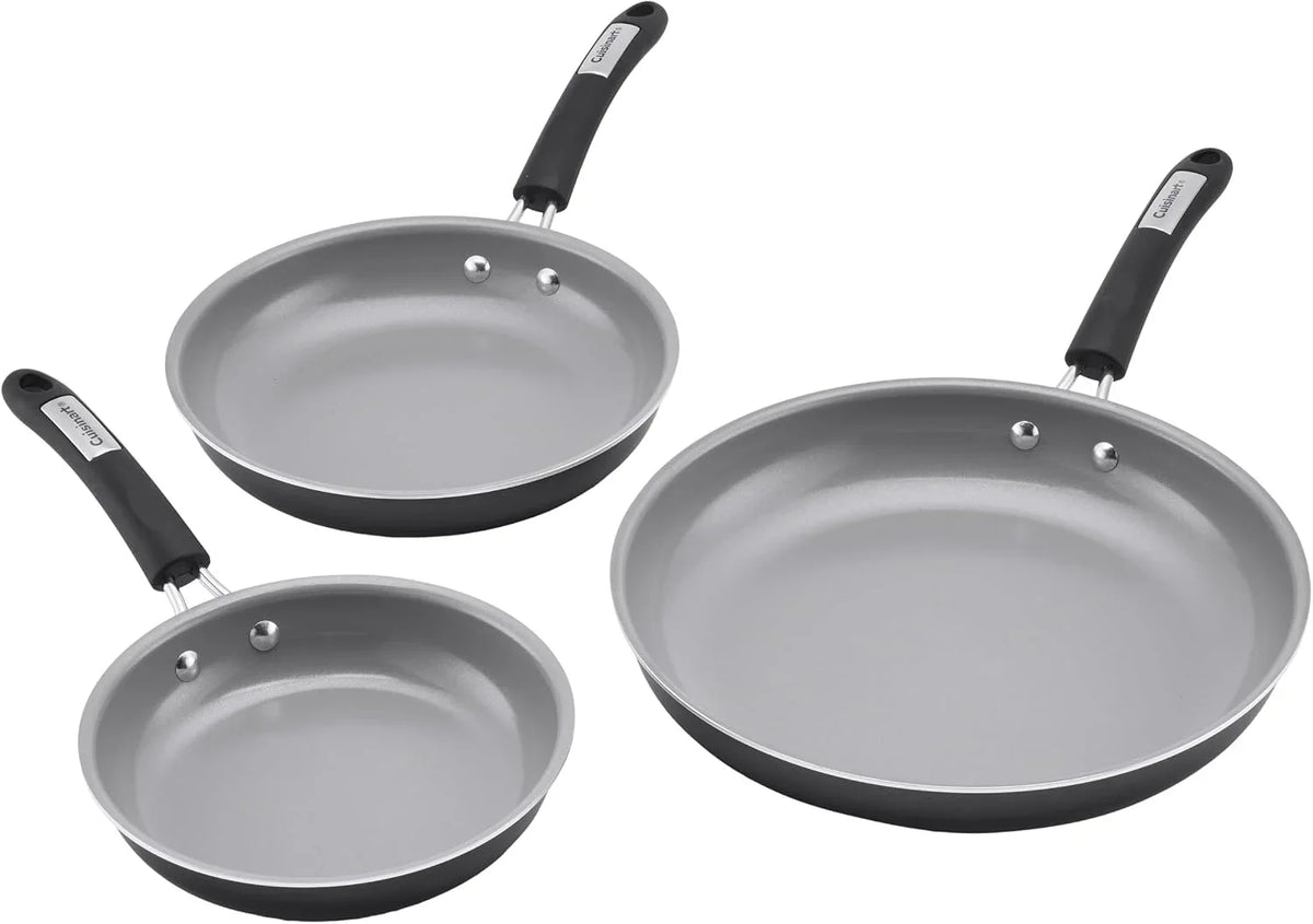 Cuisinart, 3-Pc Classic Ceramic Nonstick Skillet Set, Amazon Exclusive, 35C22-3BK