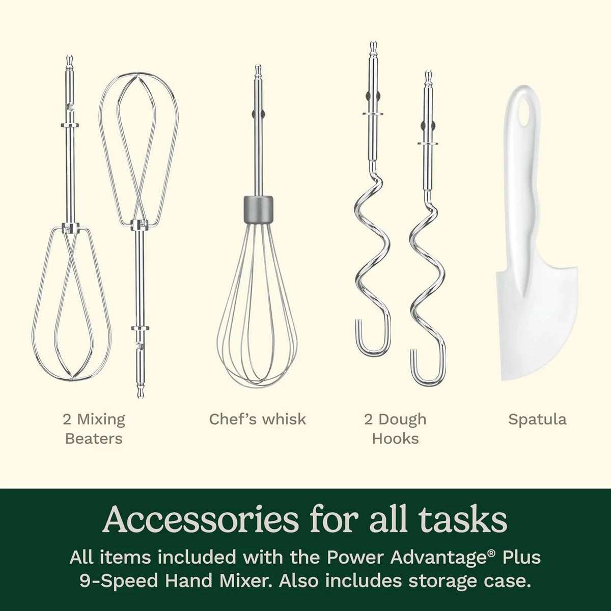 Cuisinart Power Advantage Plus 9-Speed Hand Mixer, 220W-Motor Hand Blender Electric Mixer with 9 Speed Settings, XL Dishwasher-Safe Beaters, 3 Low Mixing Speeds, Storage Case, Cool Grey