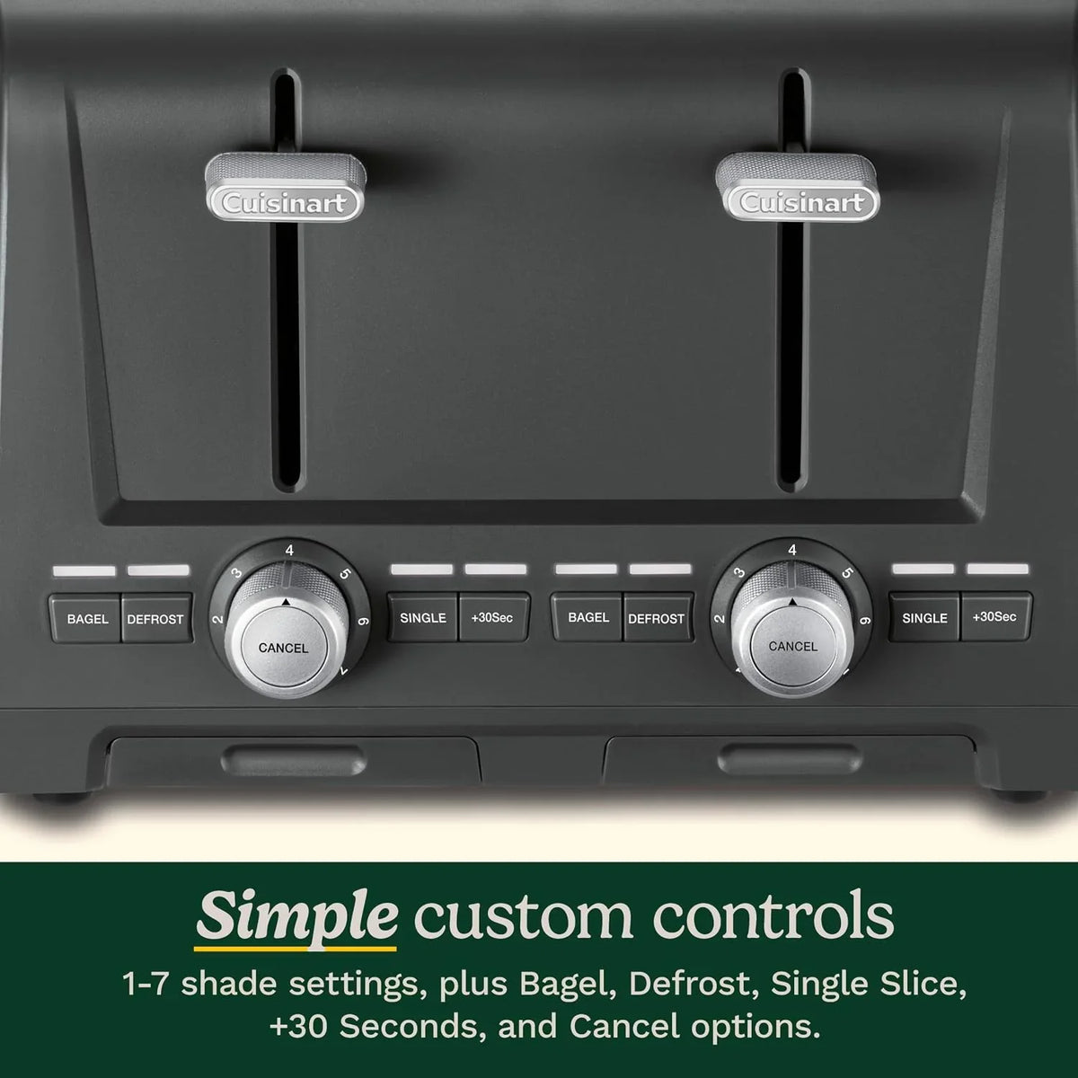 Cuisinart 4-Slice XL Slot Toaster, Extra-Wide Slots, 7 Shade Setting, Black