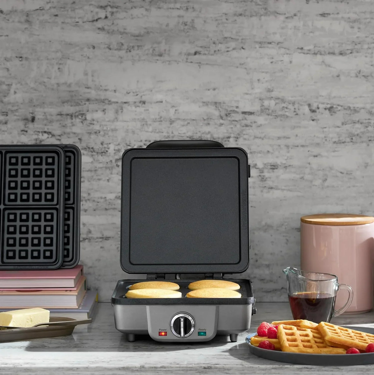 Cuisinart Belgian Waffle Maker, 2-in-1 Nonstick Pancake Plates, 4 Pockets