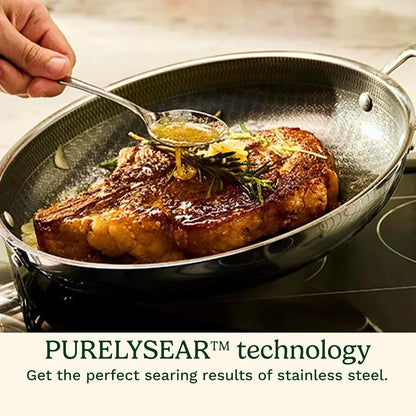 Cuisinart Hybrid Nonstick Frying Pans, Stainless Steel Scratch Proof, 3-Pc