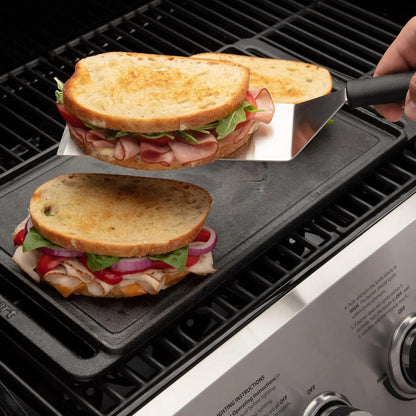 Cuisinart Reversible Cast Iron Grill/Griddle Plate, 15.75” x 9” Pre-Seasoned Cooking Surface with Flat and Ribbed Sides, Stovetop Griddle for Electric Ranges, Use on Stove, Campfire, or Gas Grill