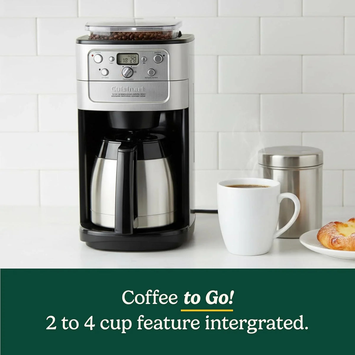Cuisinart DGB-950BCC Burr Grind & Brew 10 Cup Automatic Coffee Maker, Thermal Carafe, Charcoal Water Filter, Programmable, Stainless Steel