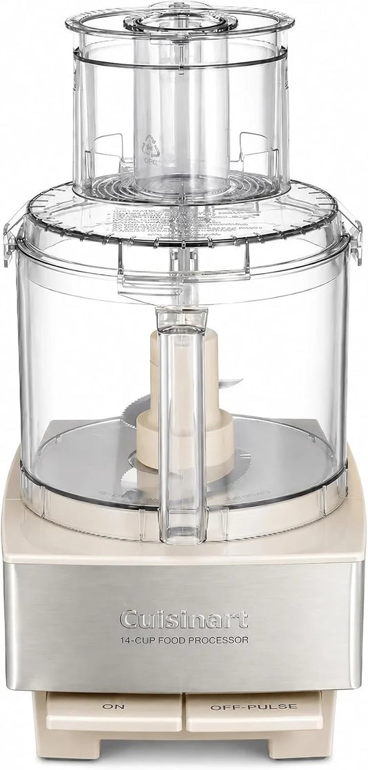 Cuisinart Food Processor 14-Cup Vegetable Chopper for Mincing, Dicing, Shredding, Puree & Kneading Dough, Cream Stainless Steel, DFP-14CRM