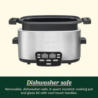 Cuisinart 3-In-1 Cook Central 6-Quart Multi-Cooker: Slow Cooker, Brown/Saute, Steamer, MSC-600 NAS, Silver