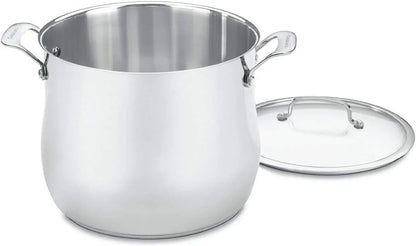 Cuisinart Contour Stainless 12-Quart Stockpot with Glass Cover, Silver