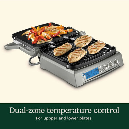 Cuisinart 6-in-1 Elite Griddler, Electric Grill, Griddle & Top Melt, 500°F Temperature Sear Function, LCD Screen, Dishwasher-Safe Cooking Plates, GR-300WSP1, Stainless Steel
