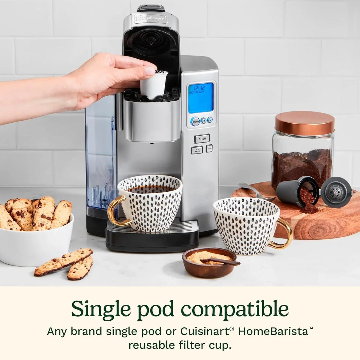 Cuisinart Coffee Maker, Single Serve 72-Ounce Reservoir Coffee Machine, Programmable Brewing & Hot Water Dispenser, Stainless Steel, Cool Grey
