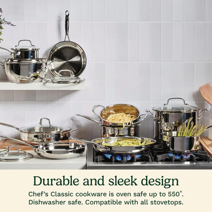 Cuisinart 766S-22 6 Qt. Stainless Steel Pasta Pot w/Straining Cover Chef's-Classic-Stainless-Cookware-Collection, 6-Quart
