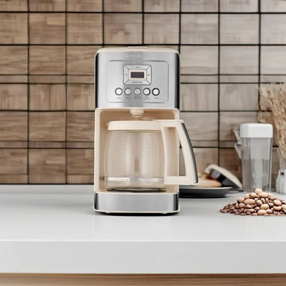 Cuisinart Coffee Maker, 14-Cup Glass Carafe, Fully Automatic for Brew Strength Control & 1-4 Cup Setting, Stainless Steel, DCC-3200CRM, Cream