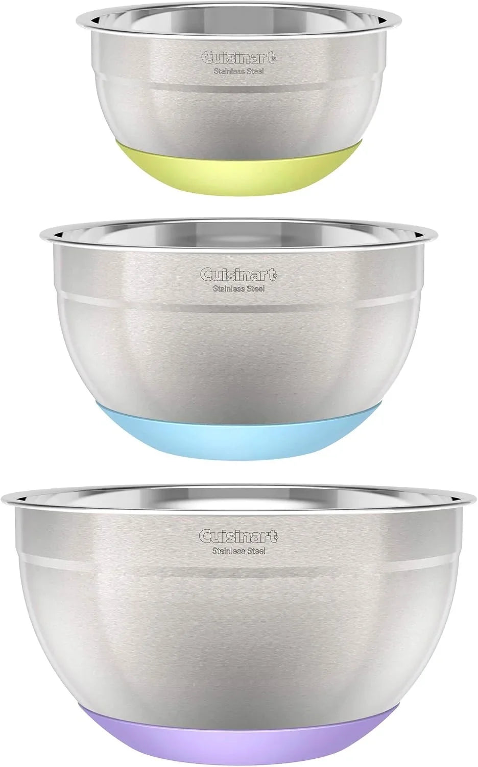 Cuisinart 3-Piece Stainless Steel Mixing Bowls with Nonslip Base, 1.5qt, 3qt & 5qt