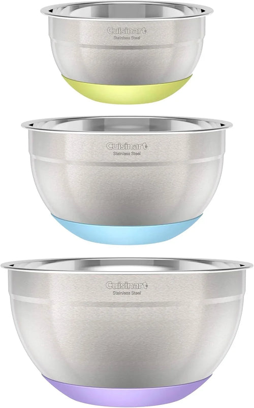 Cuisinart 3-Piece Stainless Steel Mixing Bowls with Nonslip Base, 1.5qt, 3qt & 5qt
