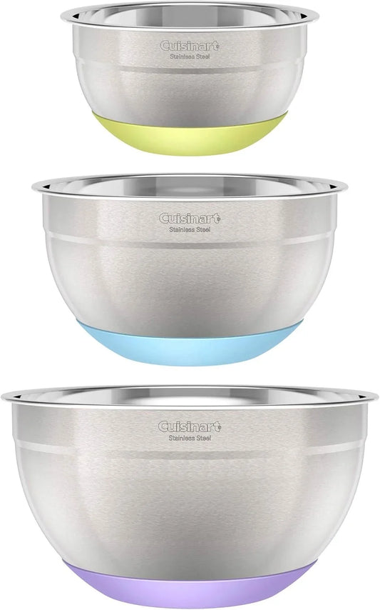 Cuisinart 3-Piece Stainless Steel Mixing Bowls with Nonslip Base, 1.5qt, 3qt & 5qt