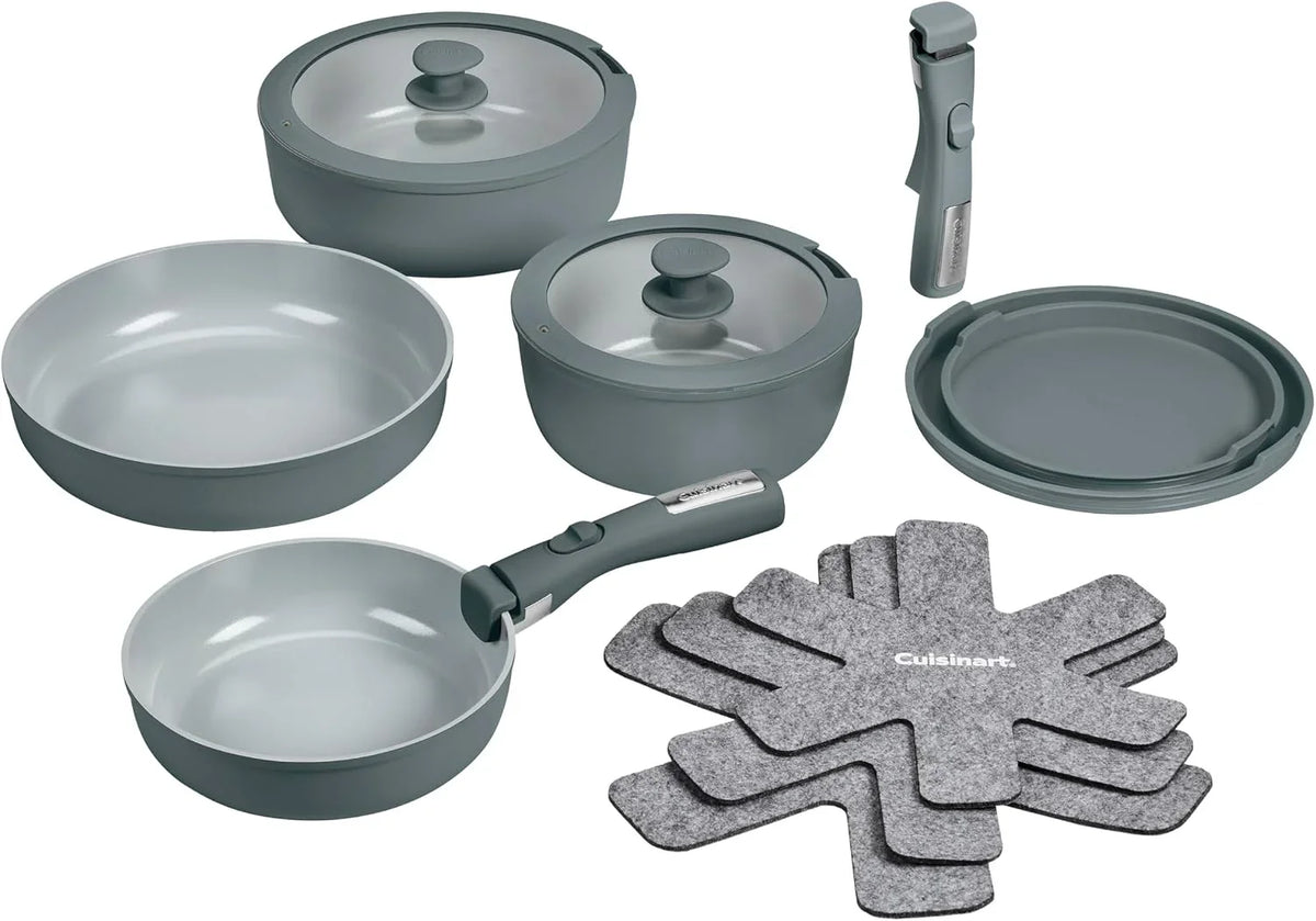 Cuisinart ClickSmart Nonstick Ceramic Cookware, Detachable Handle, 13-Pc