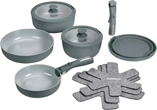 Cuisinart ClickSmart Nonstick Ceramic Cookware, Detachable Handle, 13-Pc